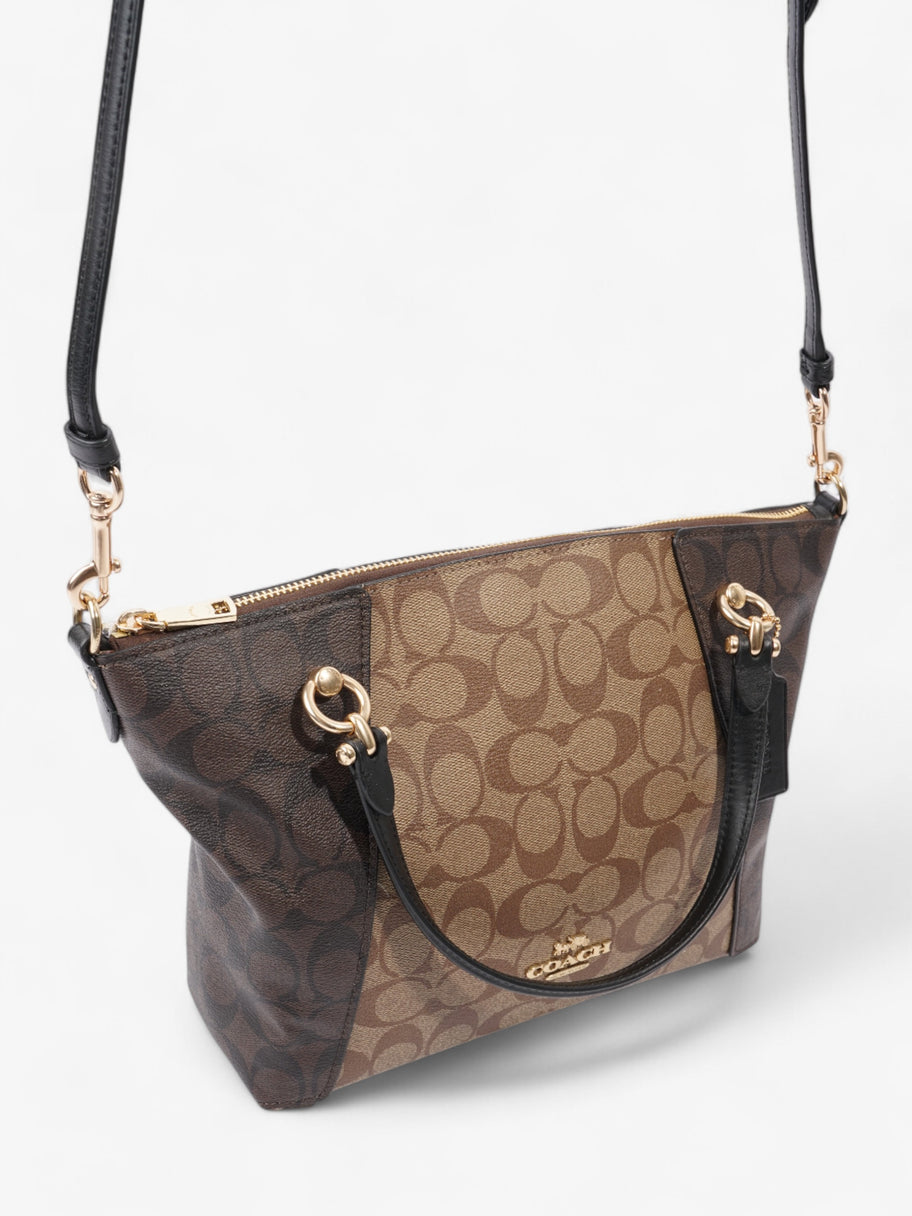 Coach Kacey Satchel Light Brown / Dark Brown Canvas Image 7