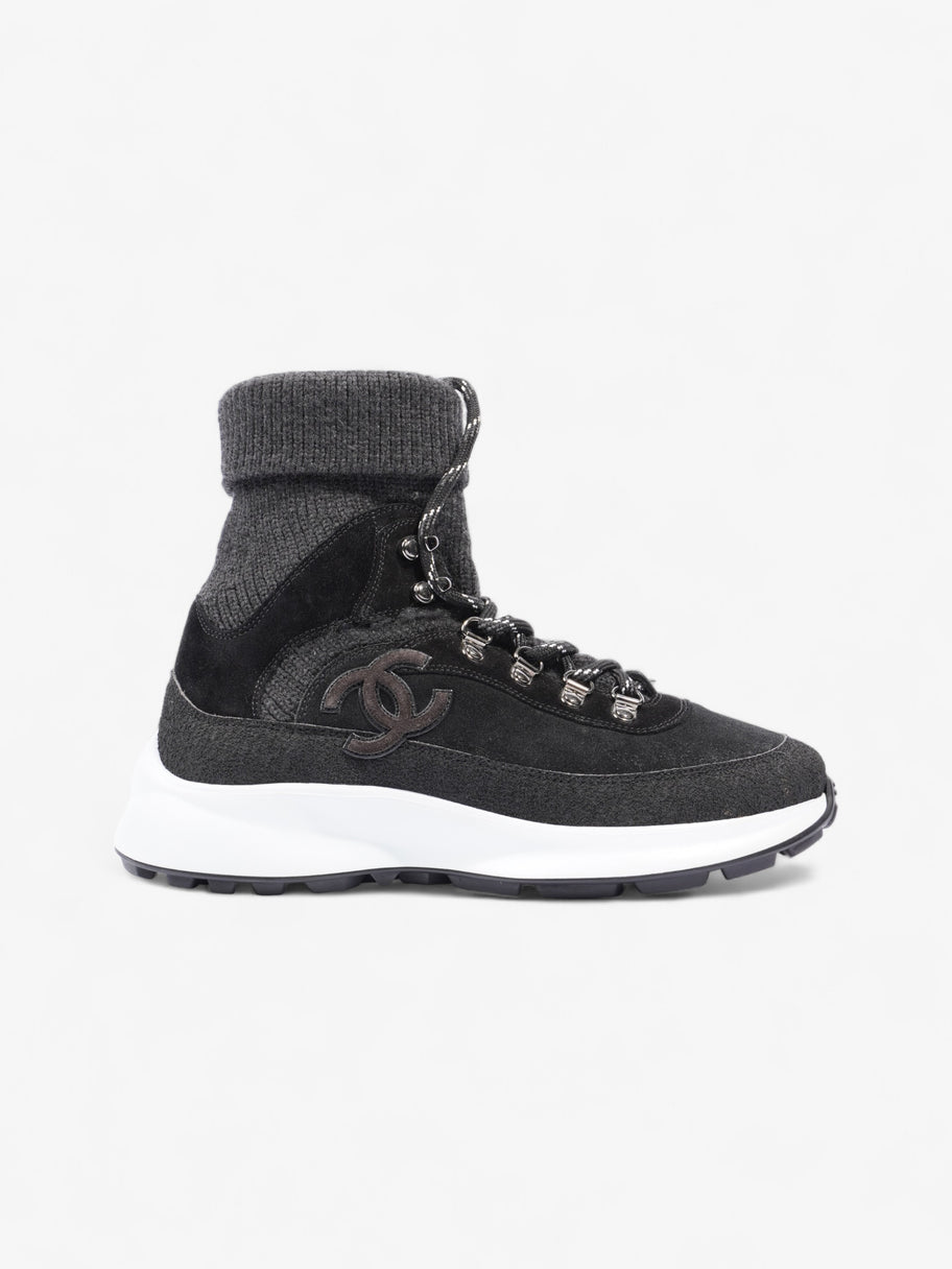 Chanel Interlocking CC Logo High Top Sneaker Black / Dark Grey Knit EU 38 UK 5 Image 1