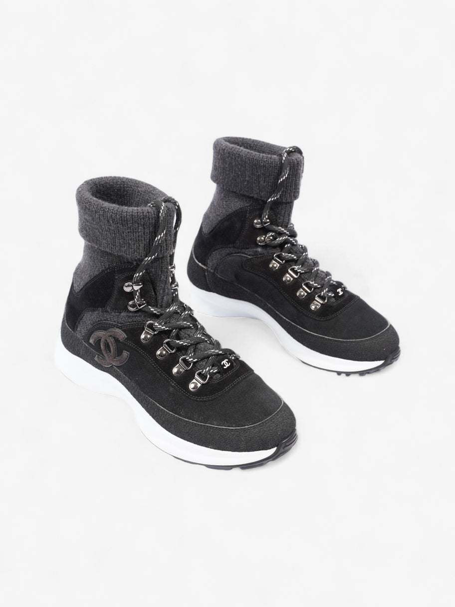 Chanel Interlocking CC Logo High Top Sneaker Black / Dark Grey Knit EU 38 UK 5 Image 2