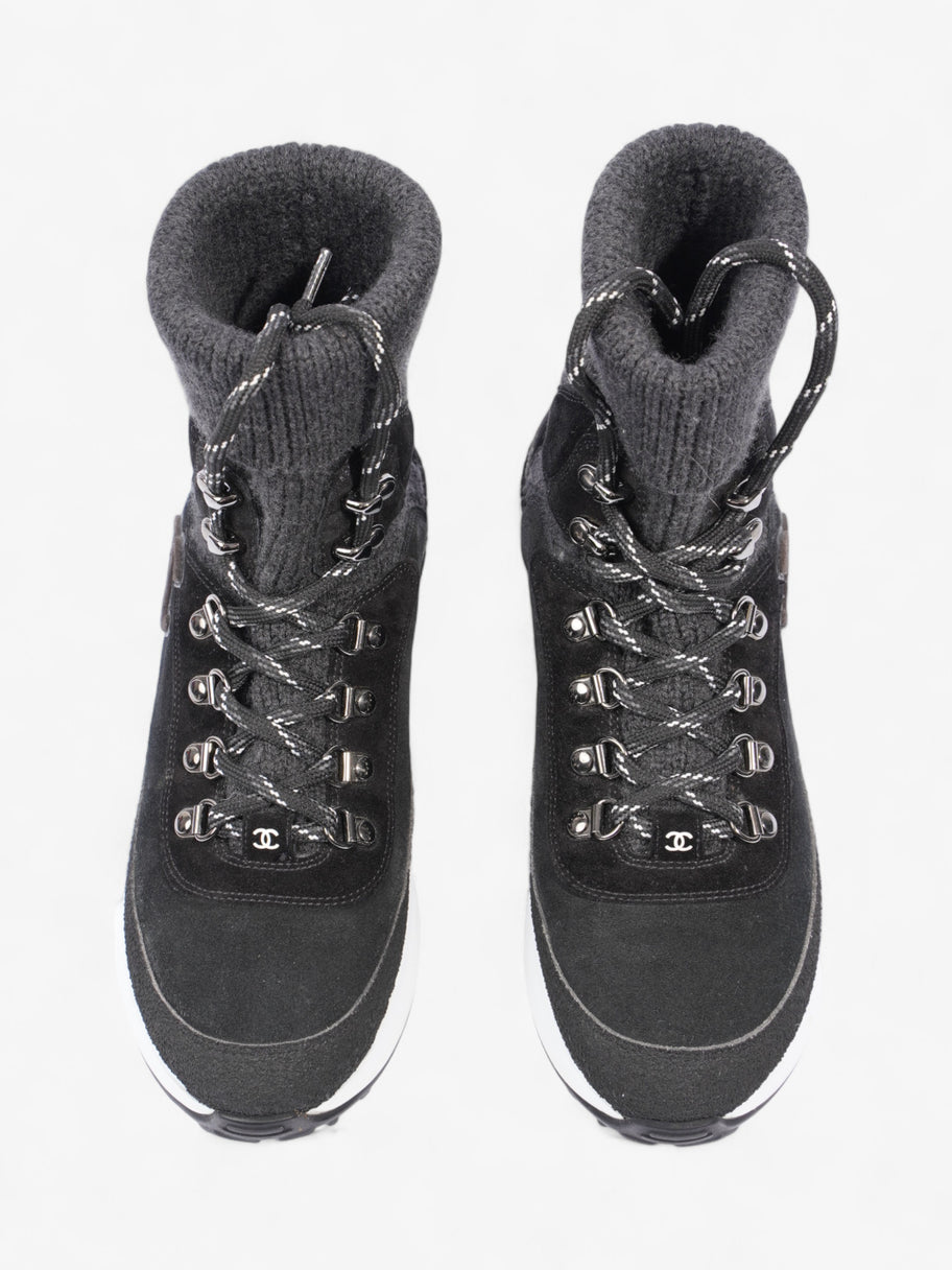 Chanel Interlocking CC Logo High Top Sneaker Black / Dark Grey Knit EU 38 UK 5 Image 8