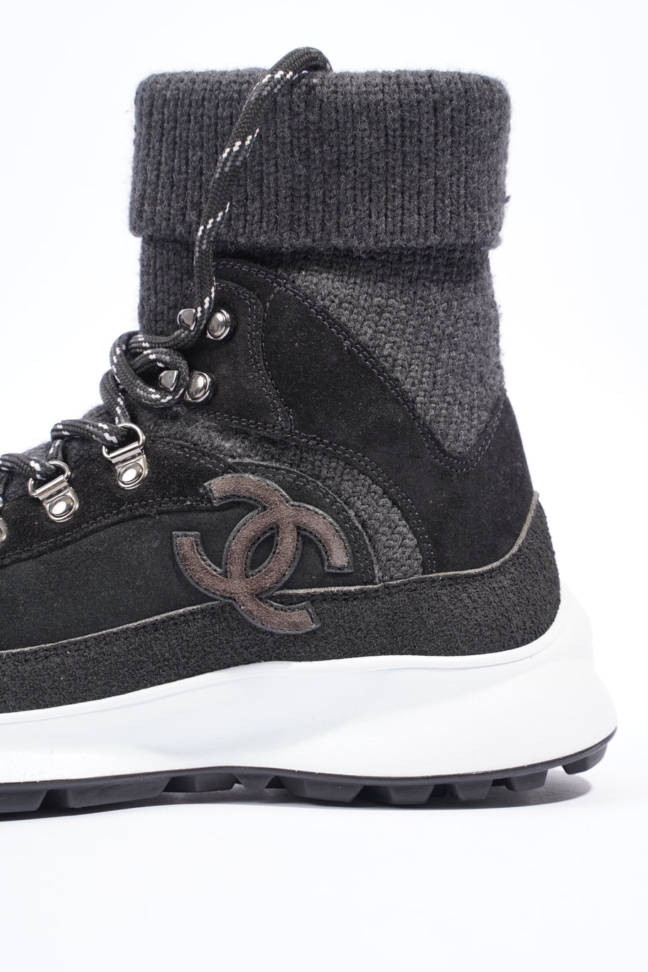 Interlocking CC Logo High Top Sneaker Black / Dark Grey Knit EU 38 UK 5 Image 9