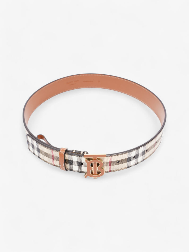  Burberry TB Belt Vintage Check / Briar Brown / Gold Canvas Small - 86cm