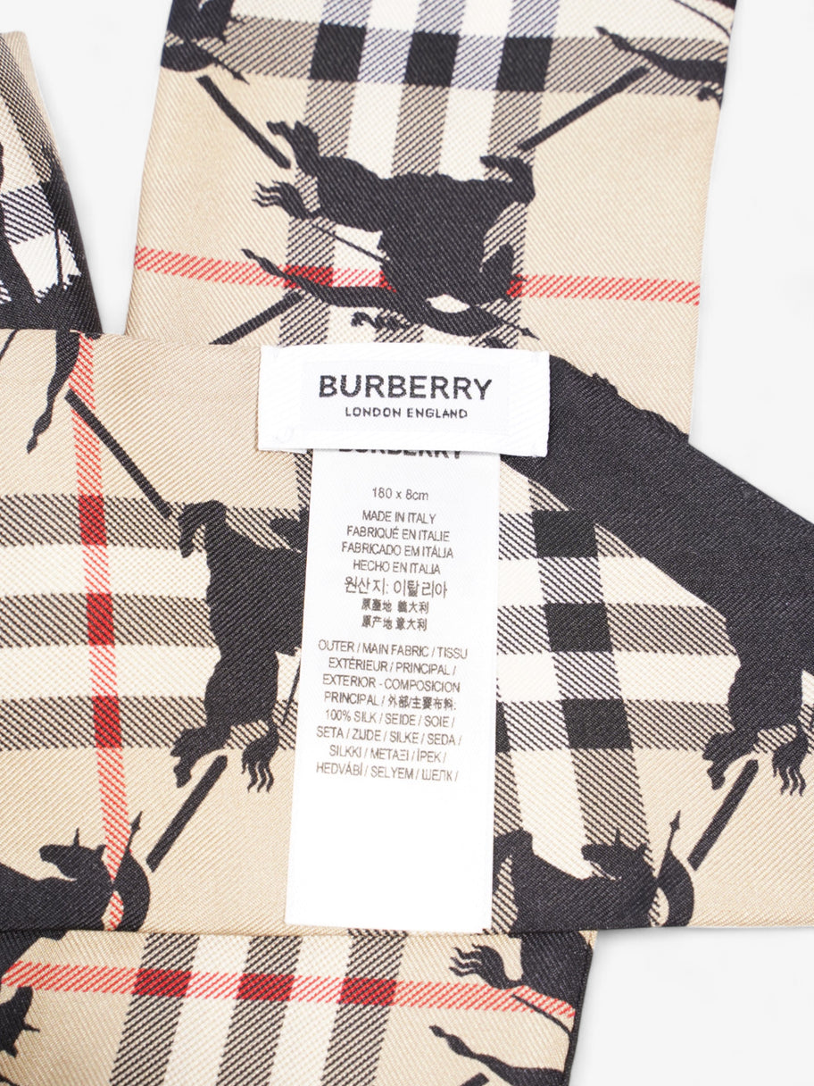 Burberry EKD Lattice Skinny Scarf Archive Beige Silk 180cm x 8cm Image 4