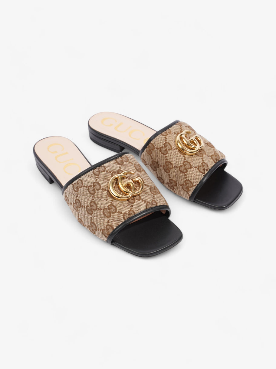 Gucci GG Sandals Beige Brown Black Canvas EU 36 UK 3 Luxe Collective