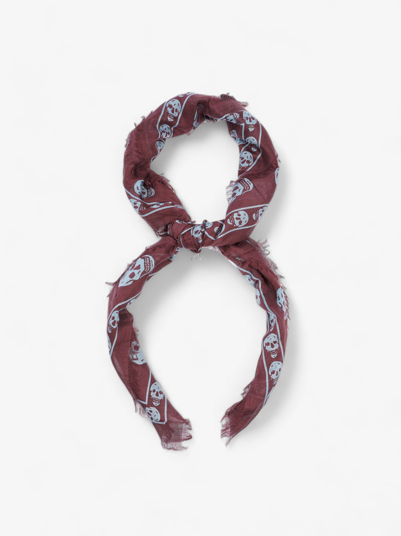  Skull Scarf Burgundy Silk