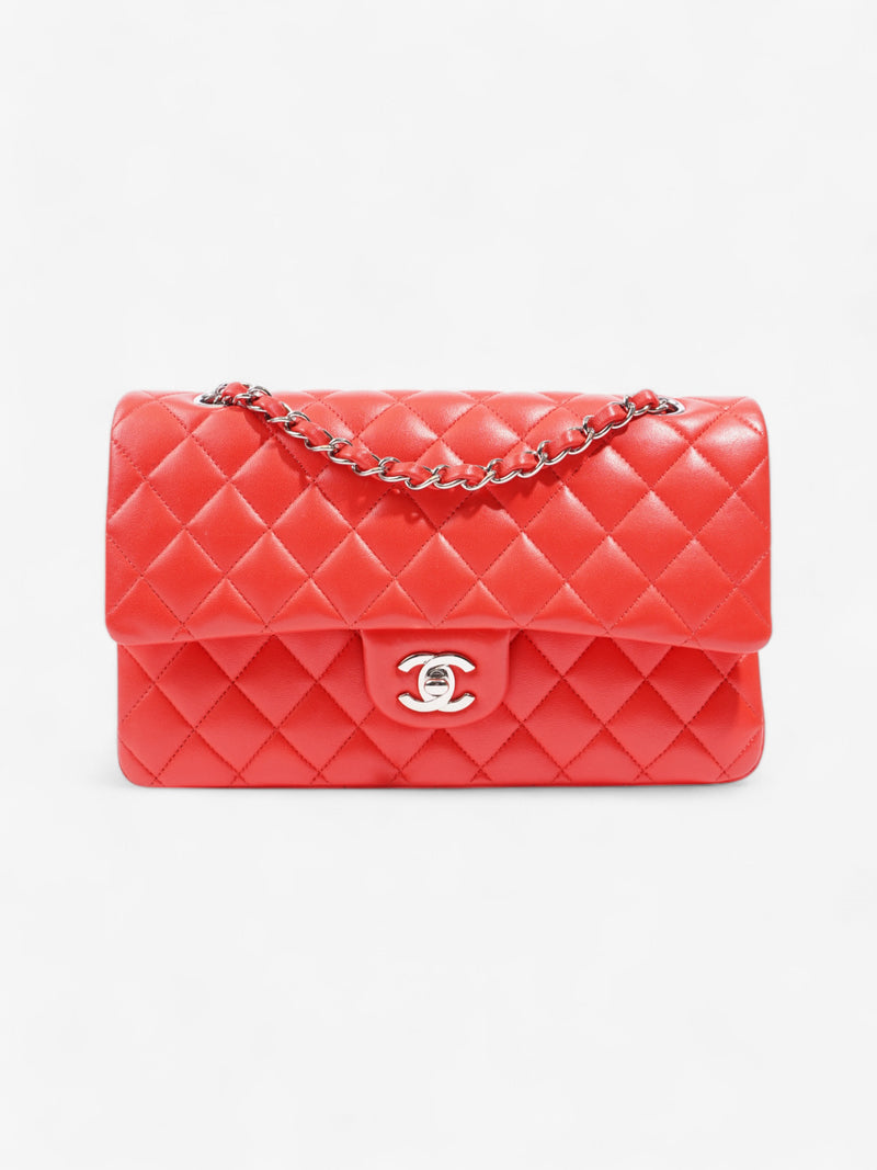  Chanel Classic Double Flap Red Lambskin Leather Medium