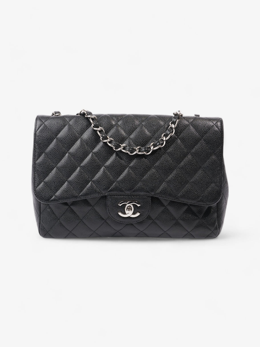 Chanel Classic Single Flap Black Caviar Leather Jumbo Image 1