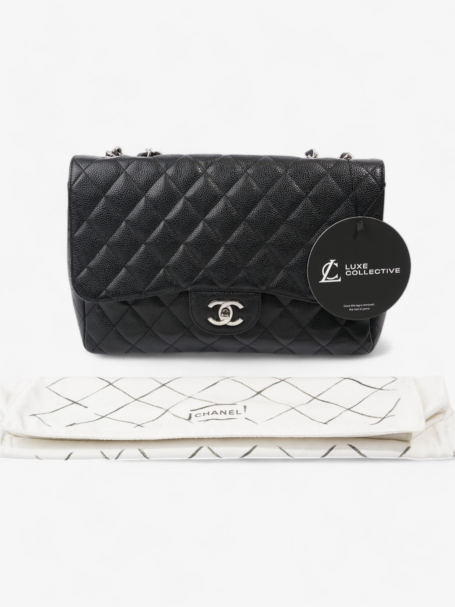 Chanel Classic Single Flap Black Caviar Leather Jumbo Image 10