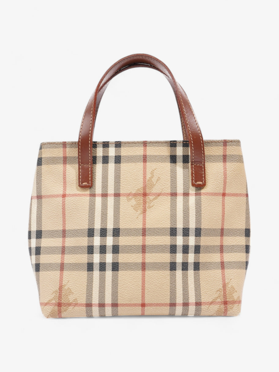 Burberry Check Tote Nova Check / Brown Coated Canvas Image 4