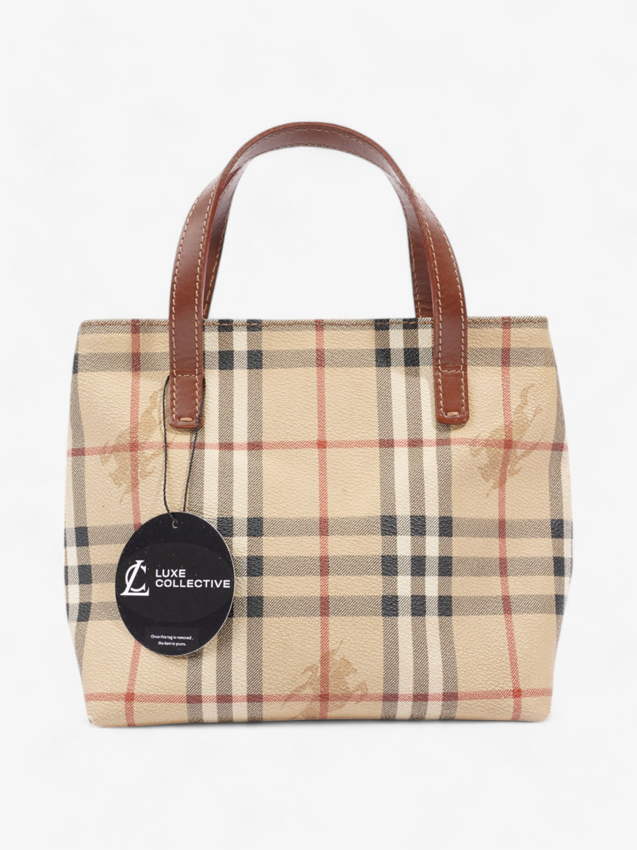 Burberry Check Tote Nova Check / Brown Coated Canvas Image 8