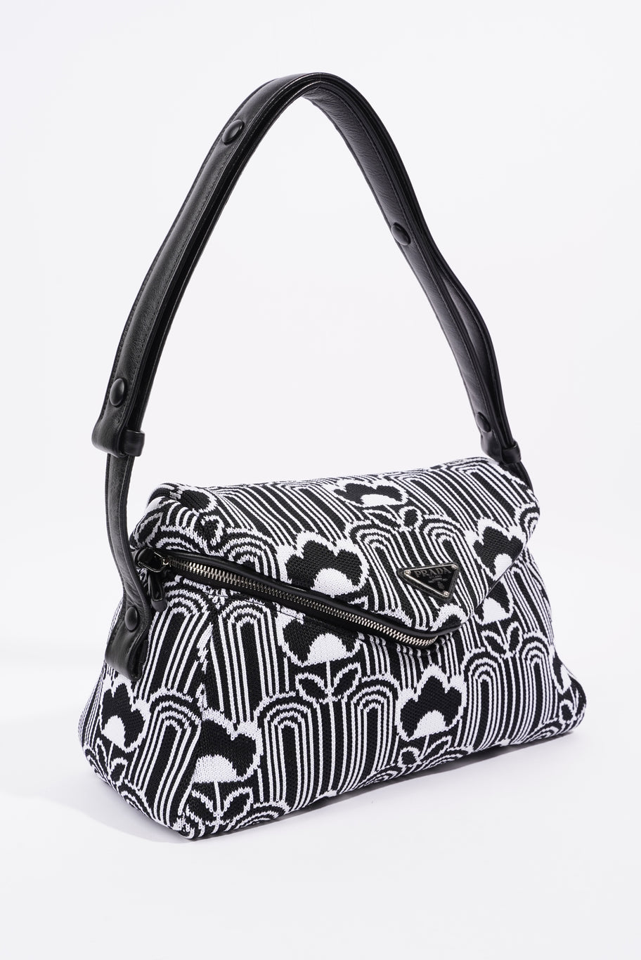 Signaux Jacquard Shoulder Bag Black / White Fabric Image 13