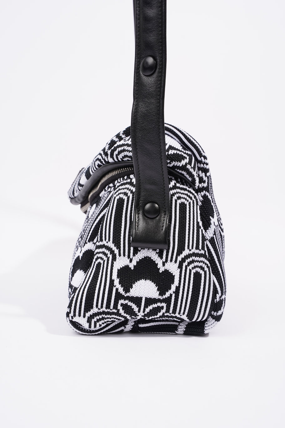 Signaux Jacquard Shoulder Bag Black / White Fabric Image 2