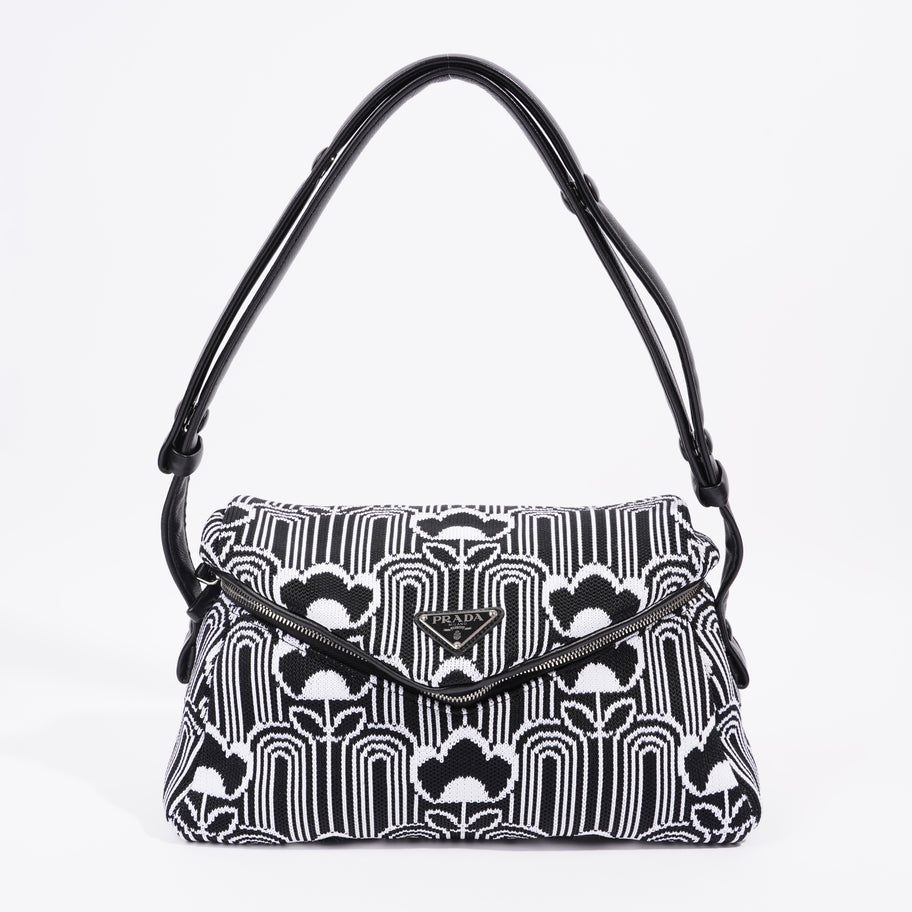 Signaux Jacquard Shoulder Bag Black / White Fabric Image 1