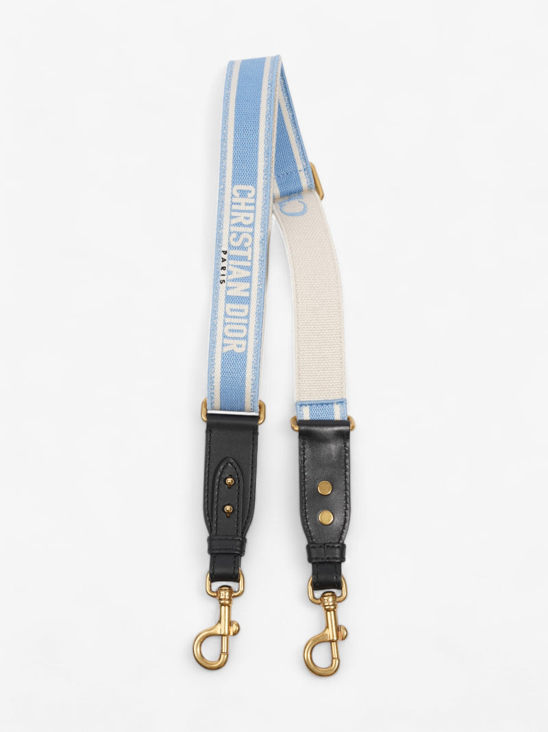  Christian Dior Adjustable Shoulder Strap With Ring Cornflower Blue / White / Gold Canvas