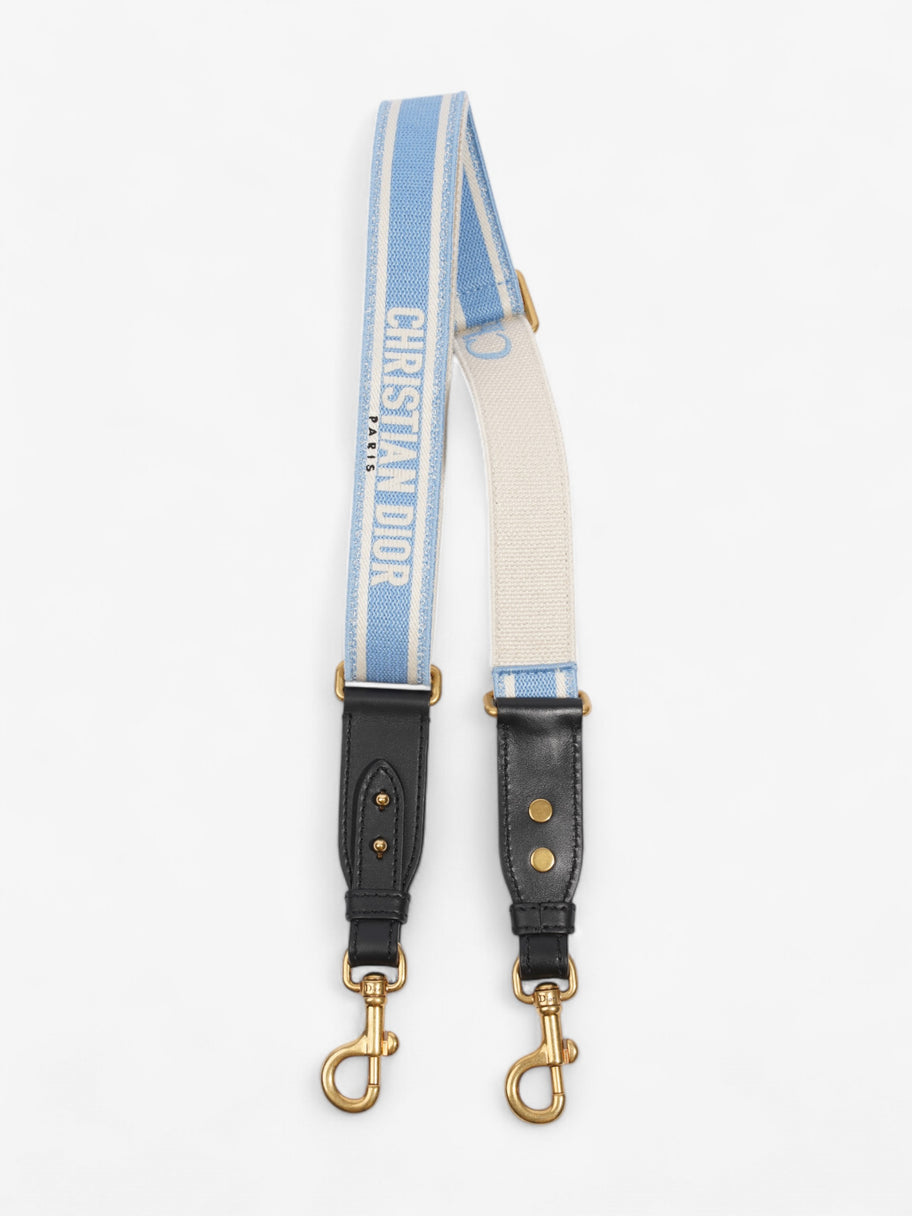 Christian Dior Adjustable Shoulder Strap With Ring Cornflower Blue / White / Gold Canvas Image 1