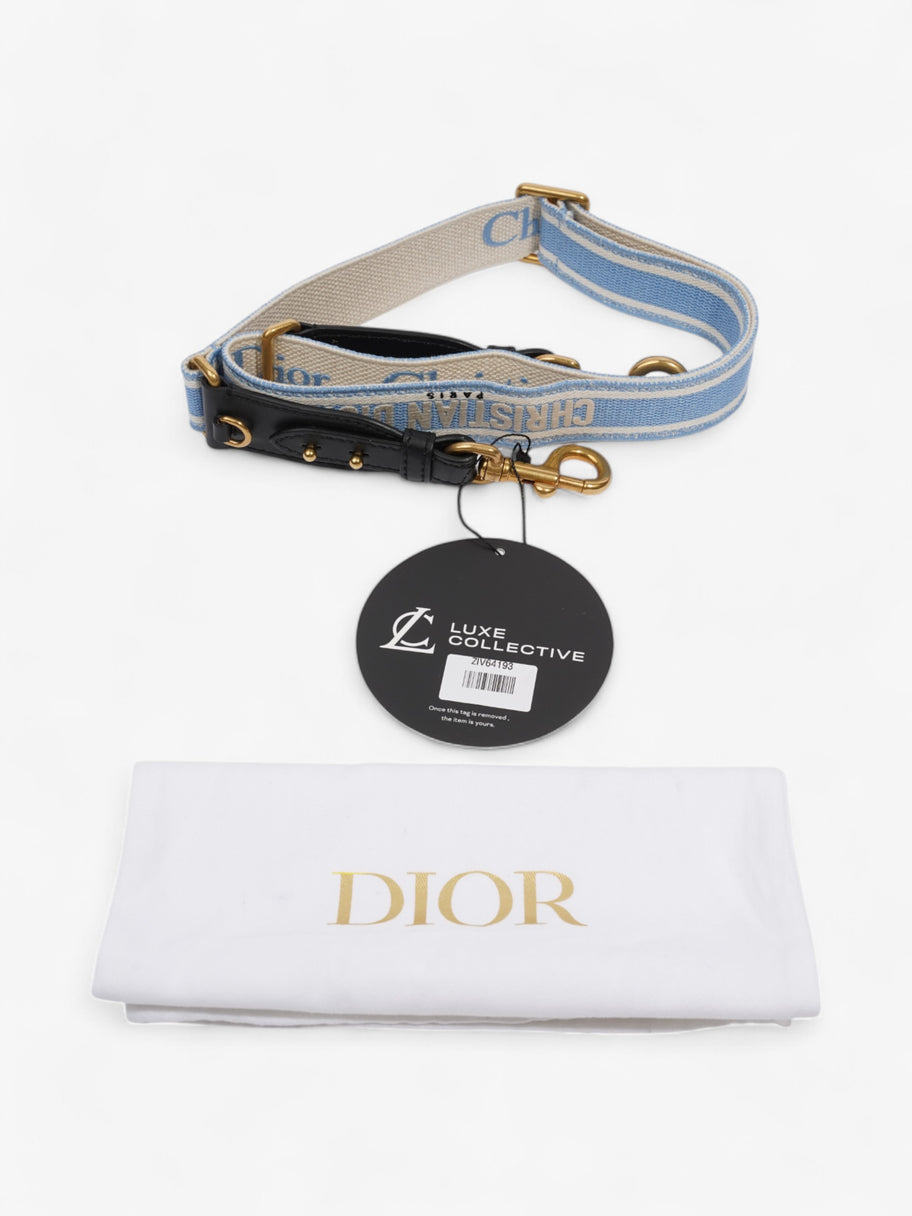 Christian Dior Adjustable Shoulder Strap With Ring Cornflower Blue / White / Gold Canvas Image 6