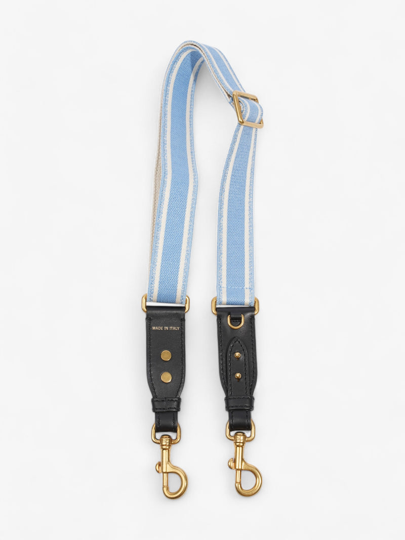  Christian Dior Adjustable Shoulder Strap With Ring Cornflower Blue / White / Gold Canvas