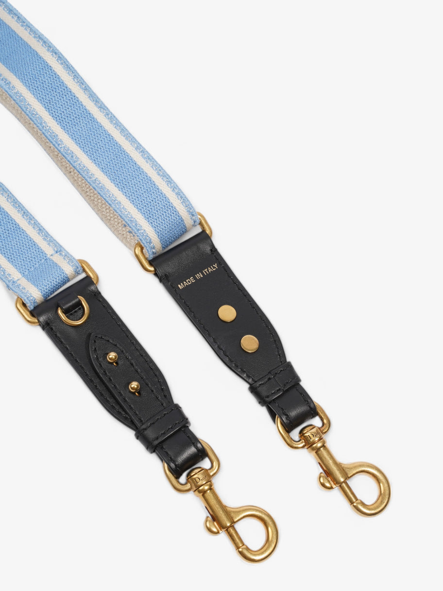 Christian Dior Adjustable Shoulder Strap With Ring Cornflower Blue / White / Gold Canvas Image 3