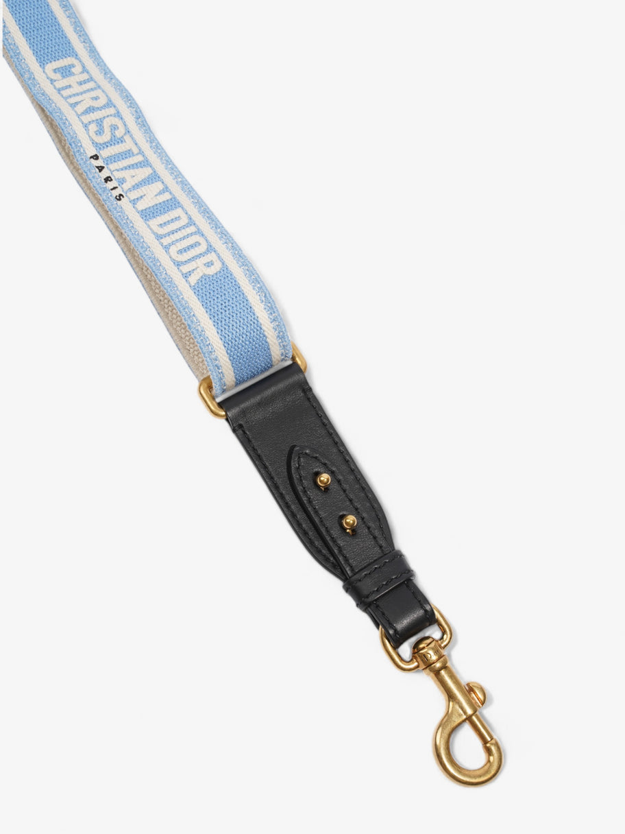 Christian Dior Adjustable Shoulder Strap With Ring Cornflower Blue / White / Gold Canvas Image 4