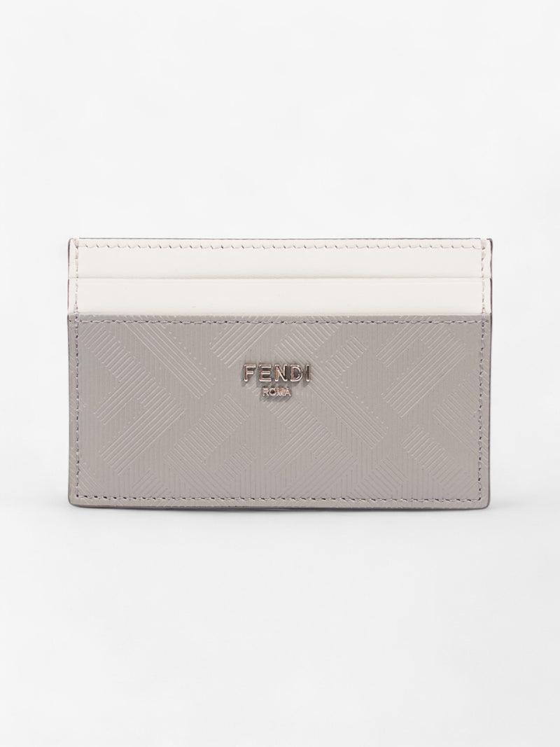  Fendi Shadow Card Holder Grey / Off White Leather