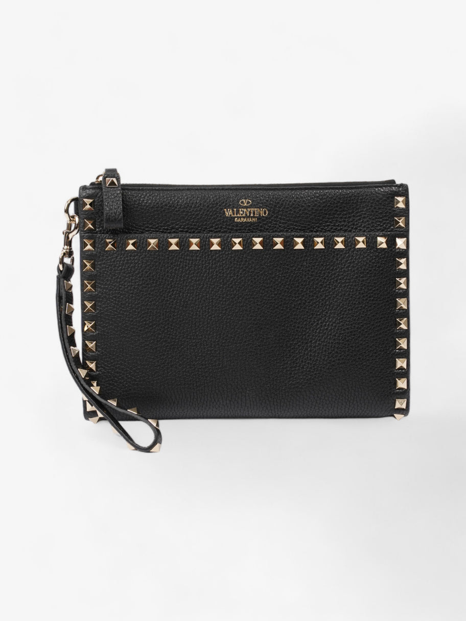 Valentino Rockstud Flat Pouch Black Leather Image 1