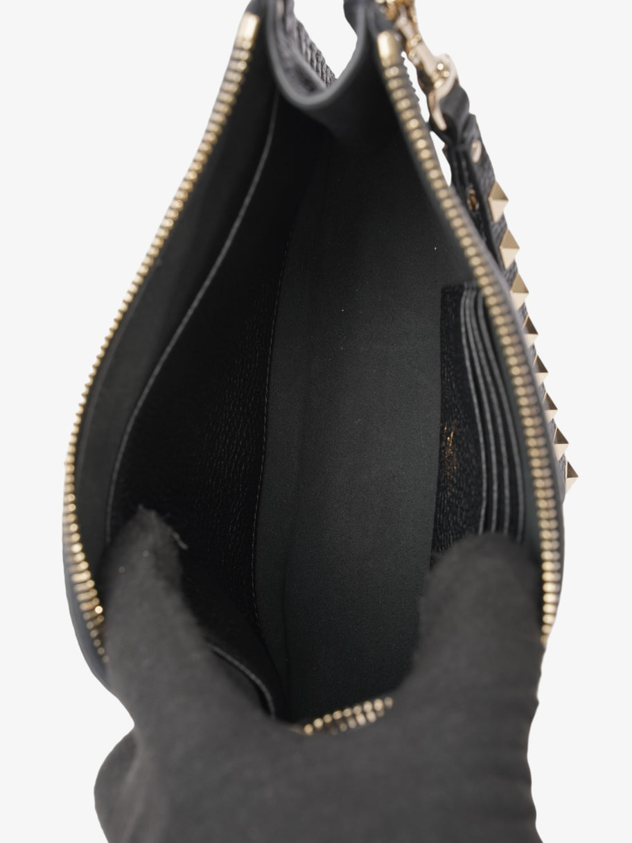 Valentino Rockstud Flat Pouch Black Leather Image 7