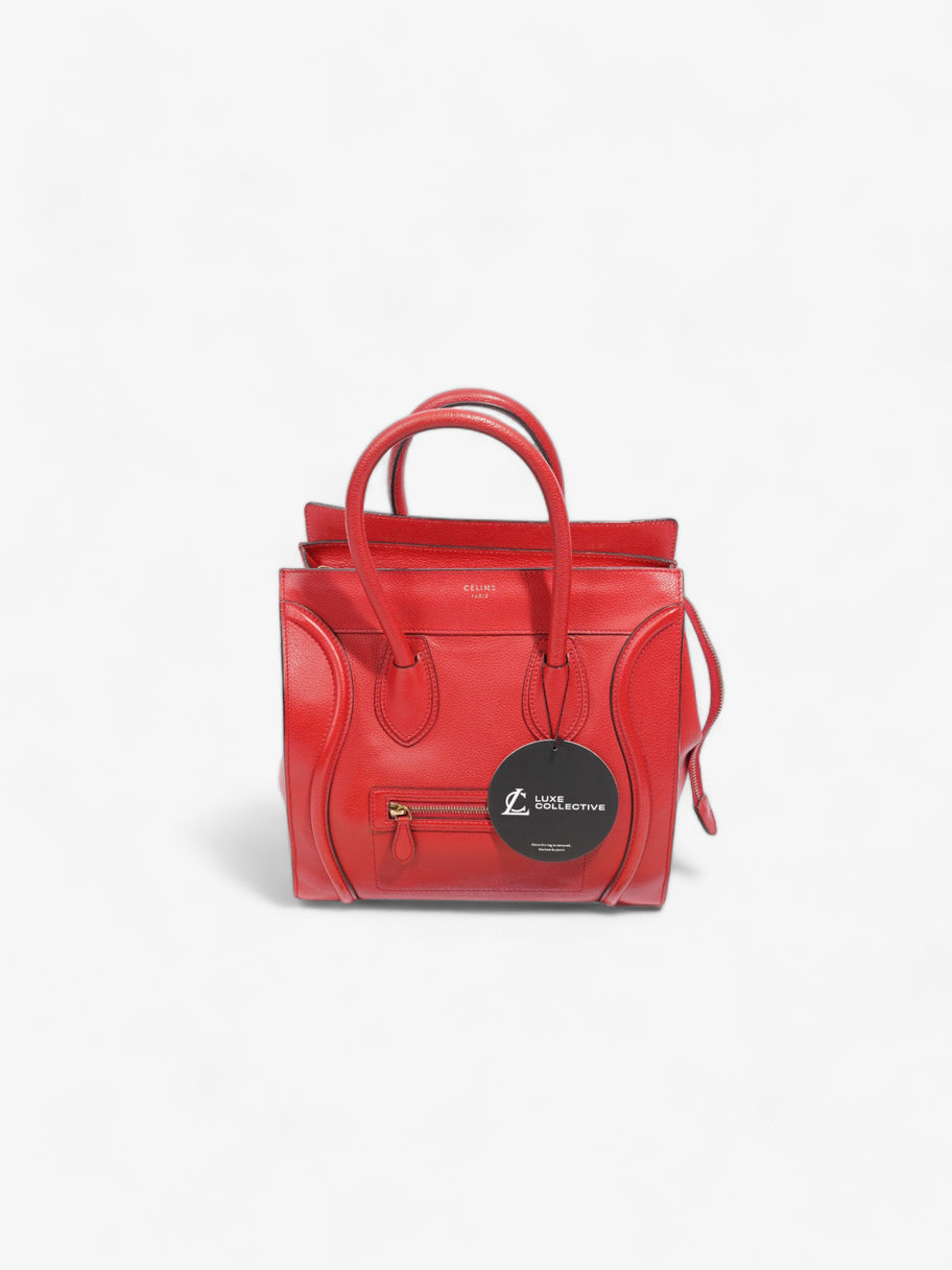 Mini Luggage Tote Red Calfskin Leather Image 11