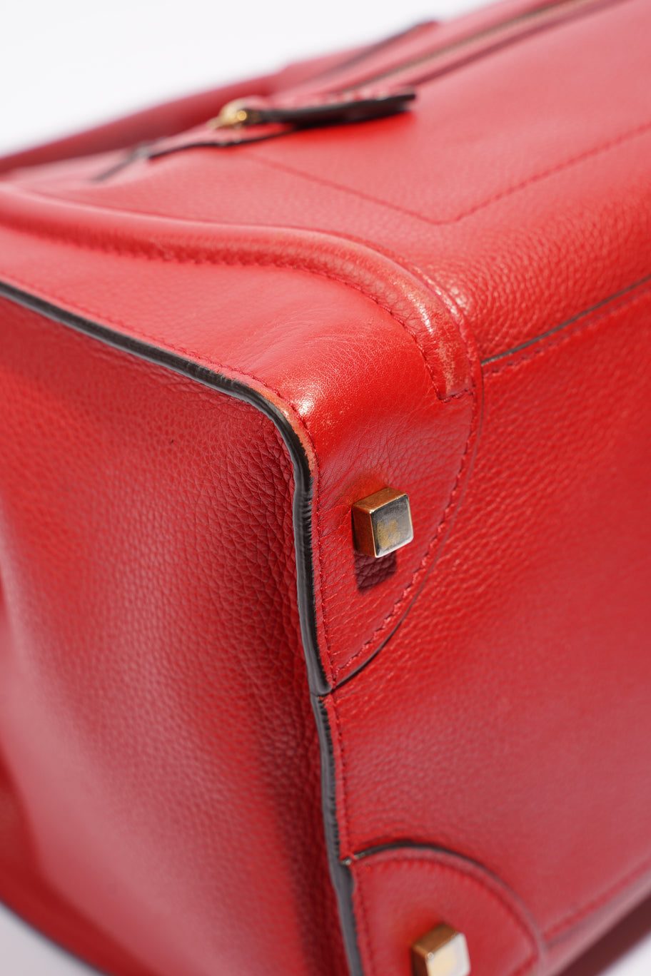 Mini Luggage Tote Red Calfskin Leather Image 13