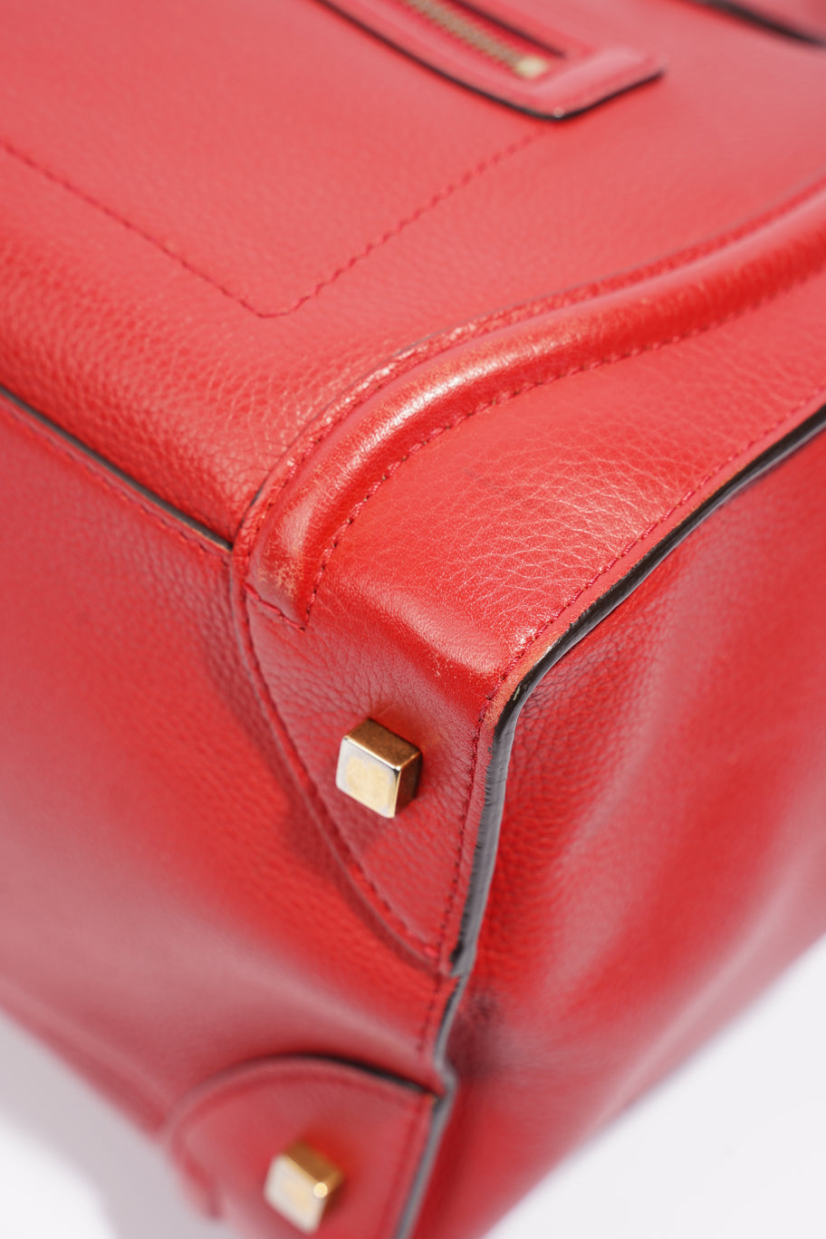 Mini Luggage Tote Red Calfskin Leather Image 14