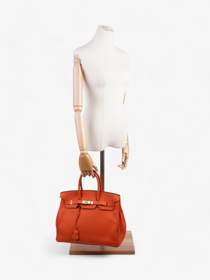  Hermes Birkin Orange Minium Clemence Leather 35