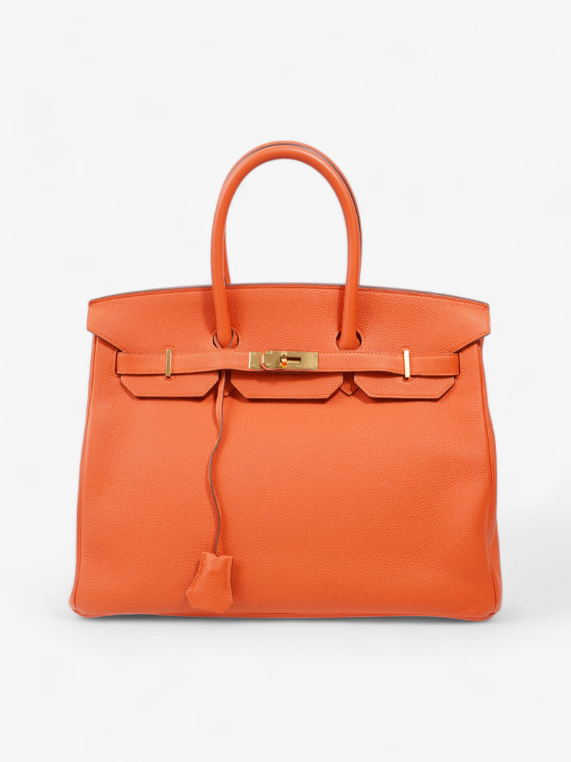  Hermes Birkin Orange Minium Clemence Leather 35