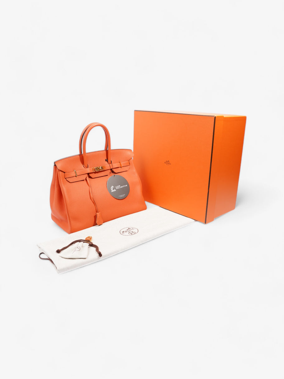 Hermes Birkin Orange Minium Clemence Leather 35 Image 12