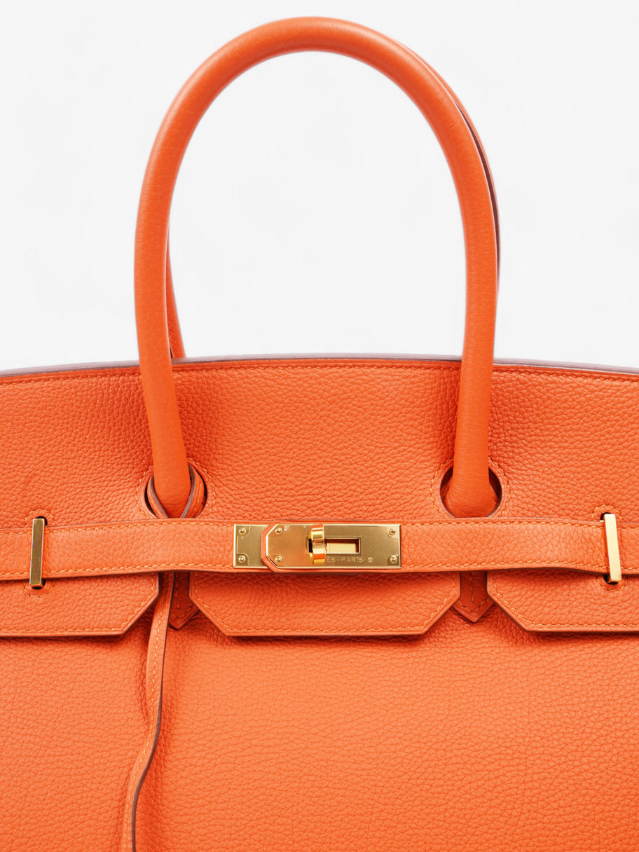 Hermes Birkin Orange Minium Clemence Leather 35 Image 8