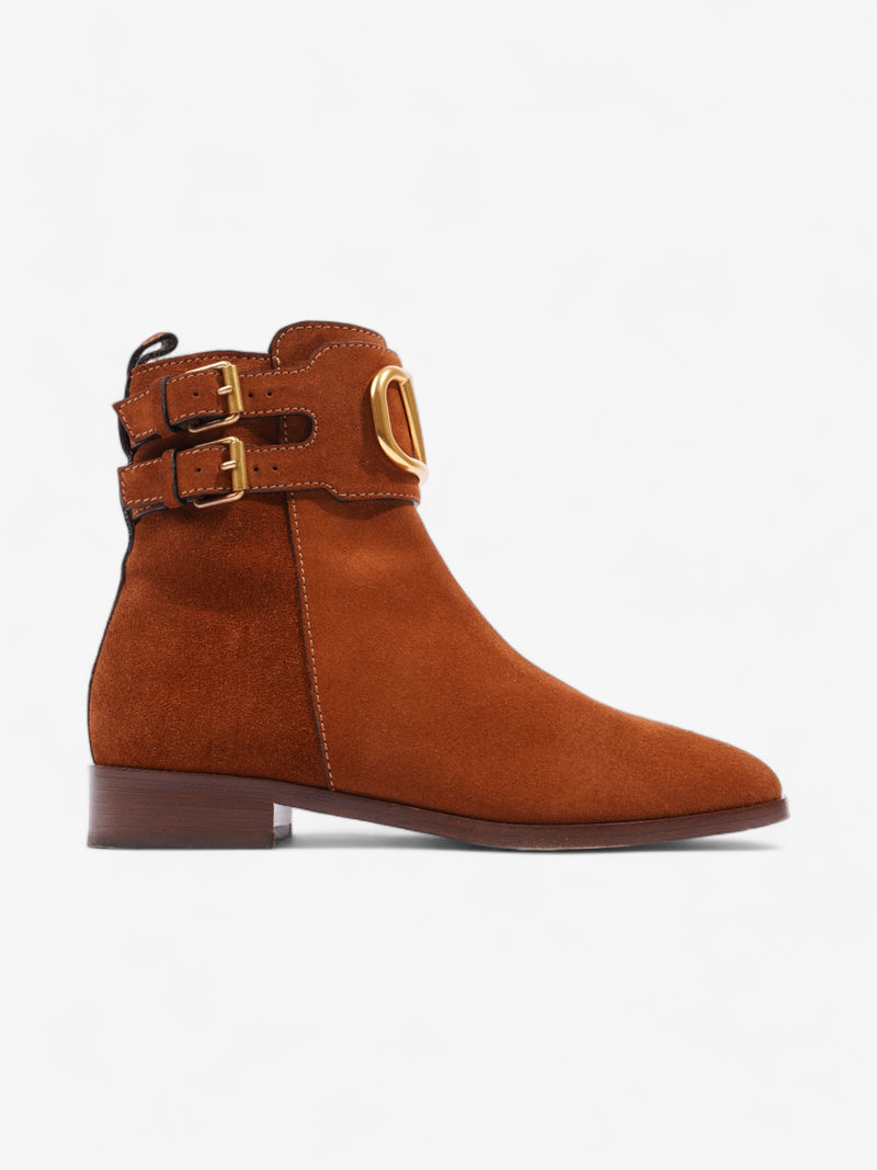  Valentino VLogo Ankle Boots 25mm Tan Suede EU 37 UK 4