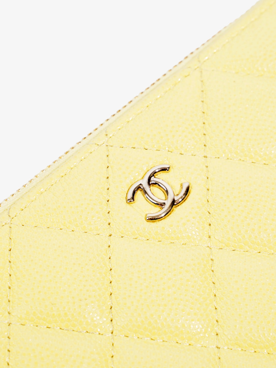 Chanel Quilted Pouch Yellow Caviar Leather Image 3