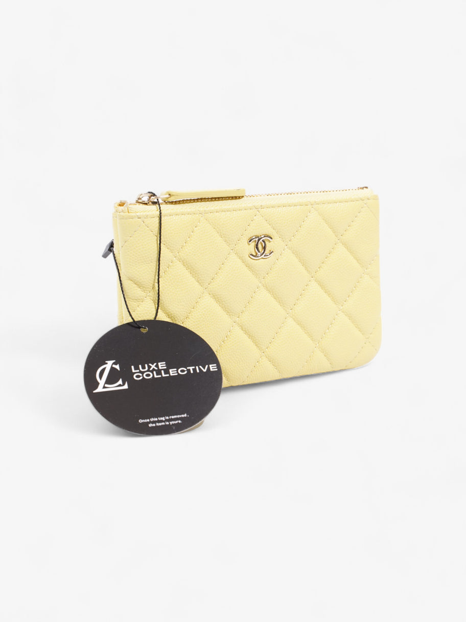 Chanel Quilted Pouch Yellow Caviar Leather Image 6