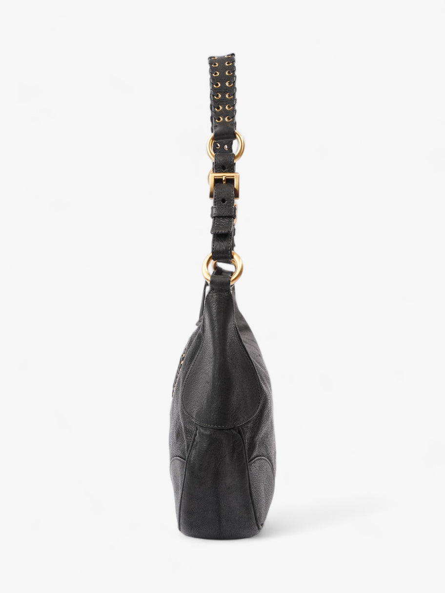 Tassel Shoulder Black Leather Image 2