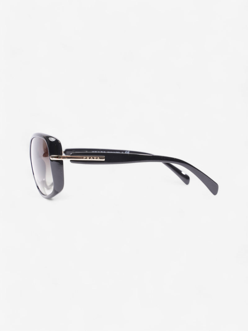  Prada Oversized Sunglasses Black / Light Gold Acetate 130mm