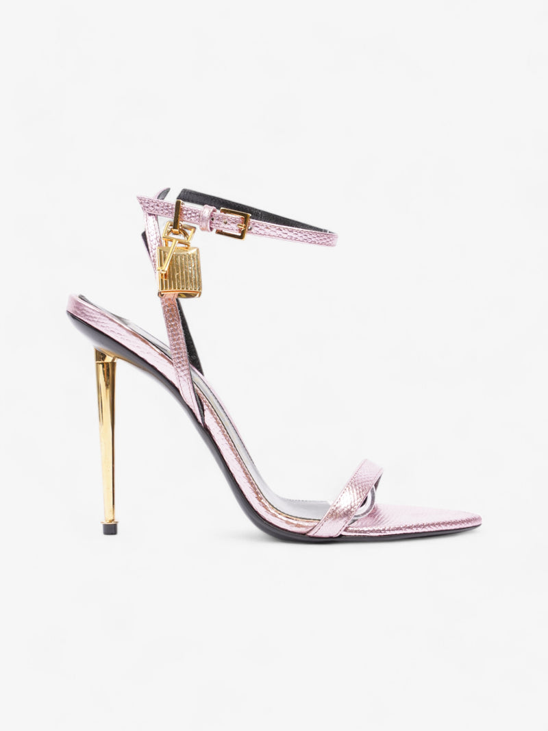  Tom Ford Padlock Heels 100 Metallic Pink Leather EU 37.5 UK 4.5