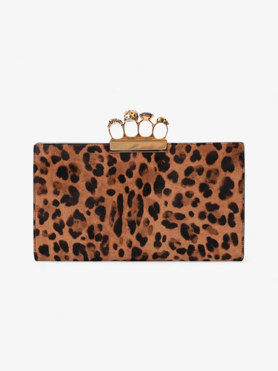 Alexander McQueen Four Ring Flat Pouch Leopard Print Calf Hair Image 4