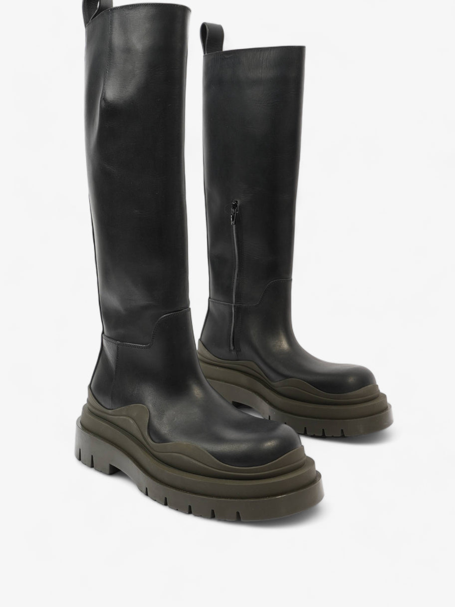 Tire Knee High Boot Black Leather EU 38.5 UK 5.5 Image 2