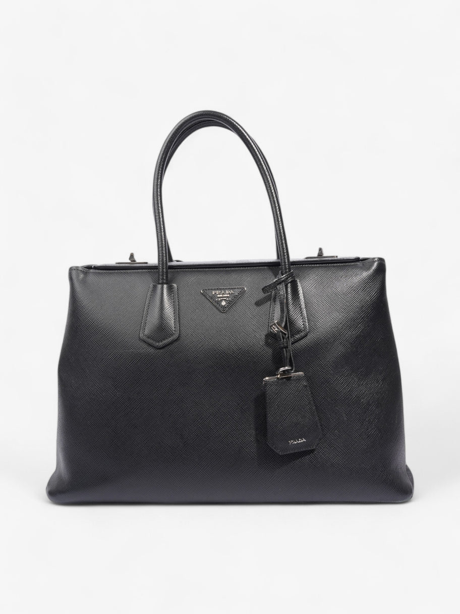 Prada Turnlock Twin Tote Black Saffiano Leather Image 1