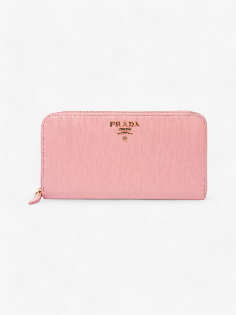  Prada Continental Wallet Pink Saffiano Leather