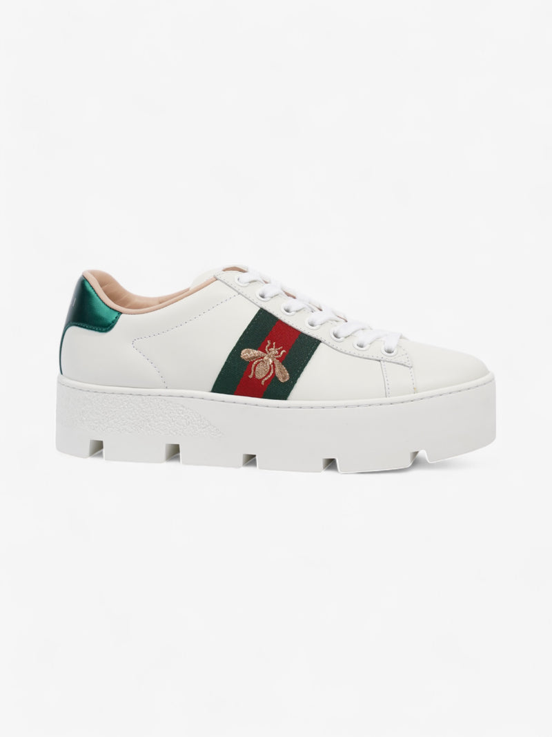  Gucci Ace Platform Sneakers White  / Green / Red Leather EU 35.5 UK 2.5