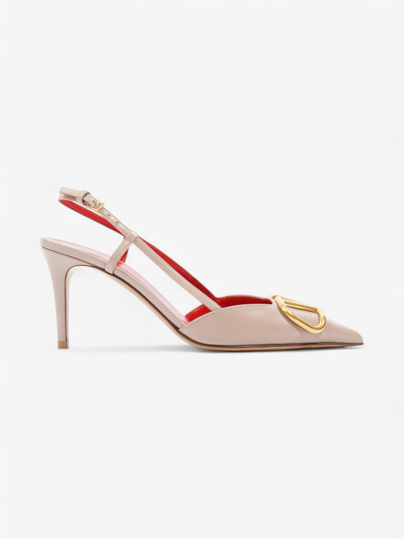  Valentino V Logo Slingback 70 Nude / Gold Leather EU 37 UK 4