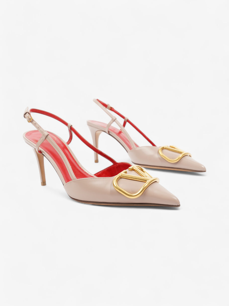 Valentino V Logo Slingback 70 Nude / Gold Leather EU 37 UK 4 Image 2