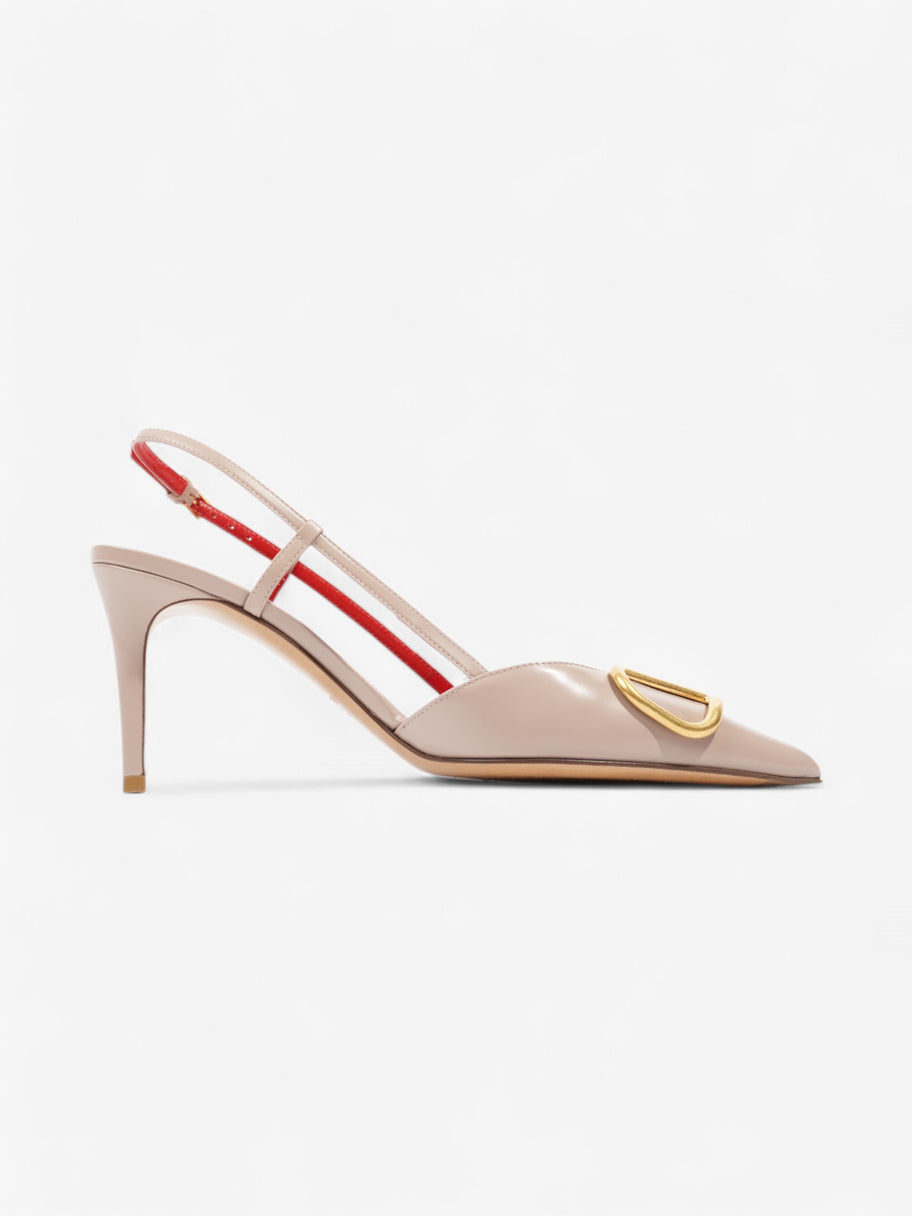 Valentino V Logo Slingback 70 Nude / Gold Leather EU 37 UK 4 Image 4