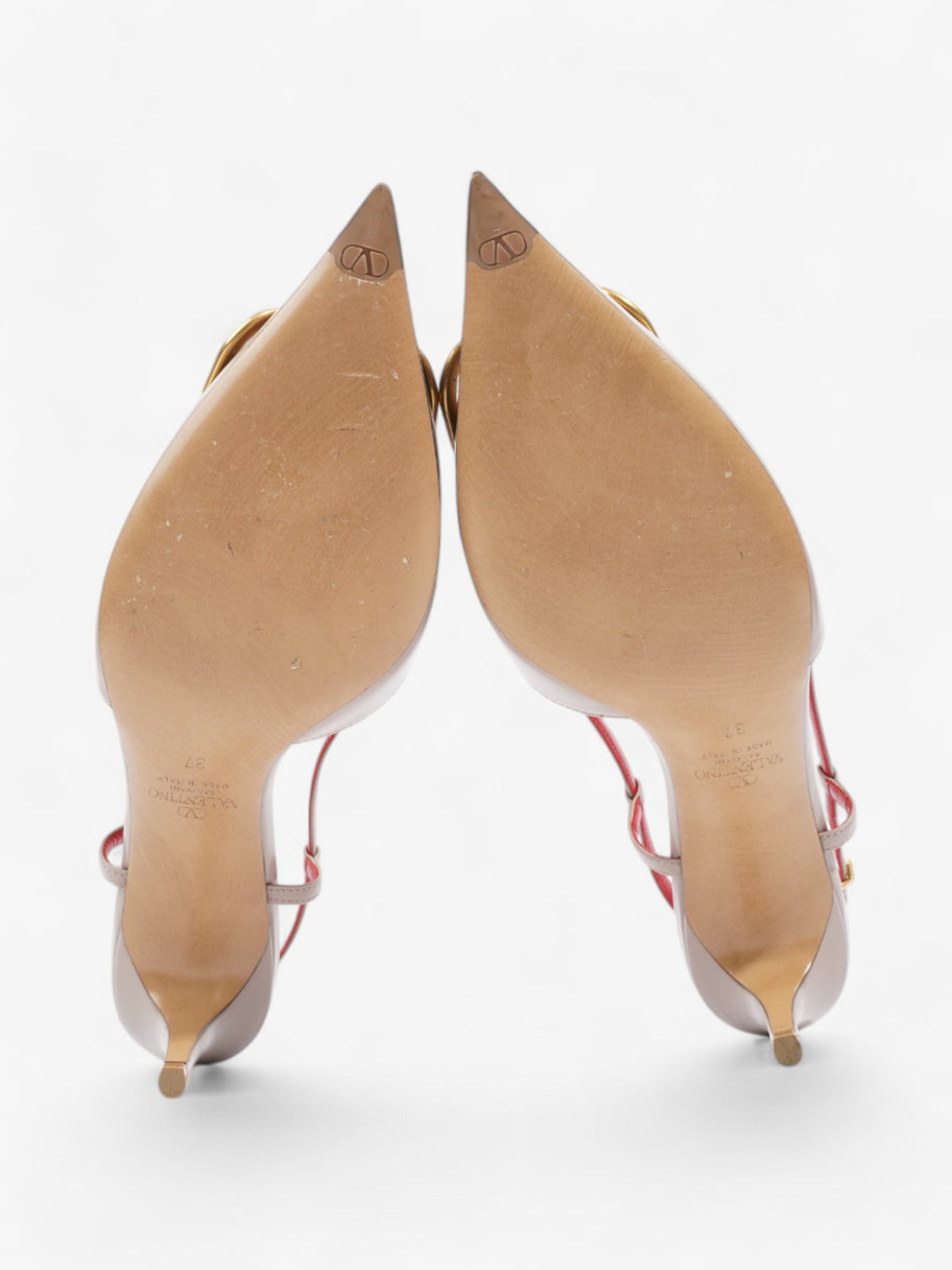 Valentino V Logo Slingback 70 Nude / Gold Leather EU 37 UK 4 Image 7