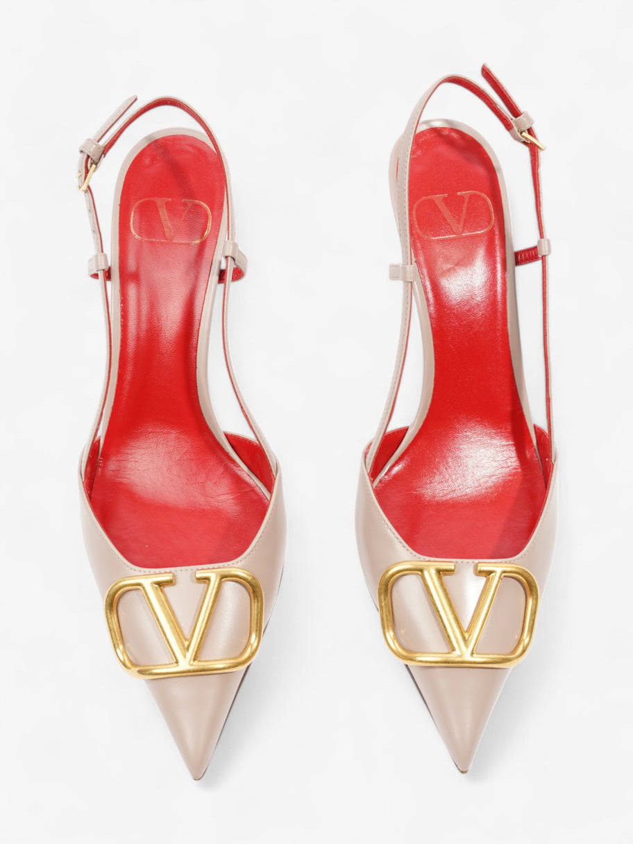 Valentino V Logo Slingback 70 Nude / Gold Leather EU 37 UK 4 Image 8