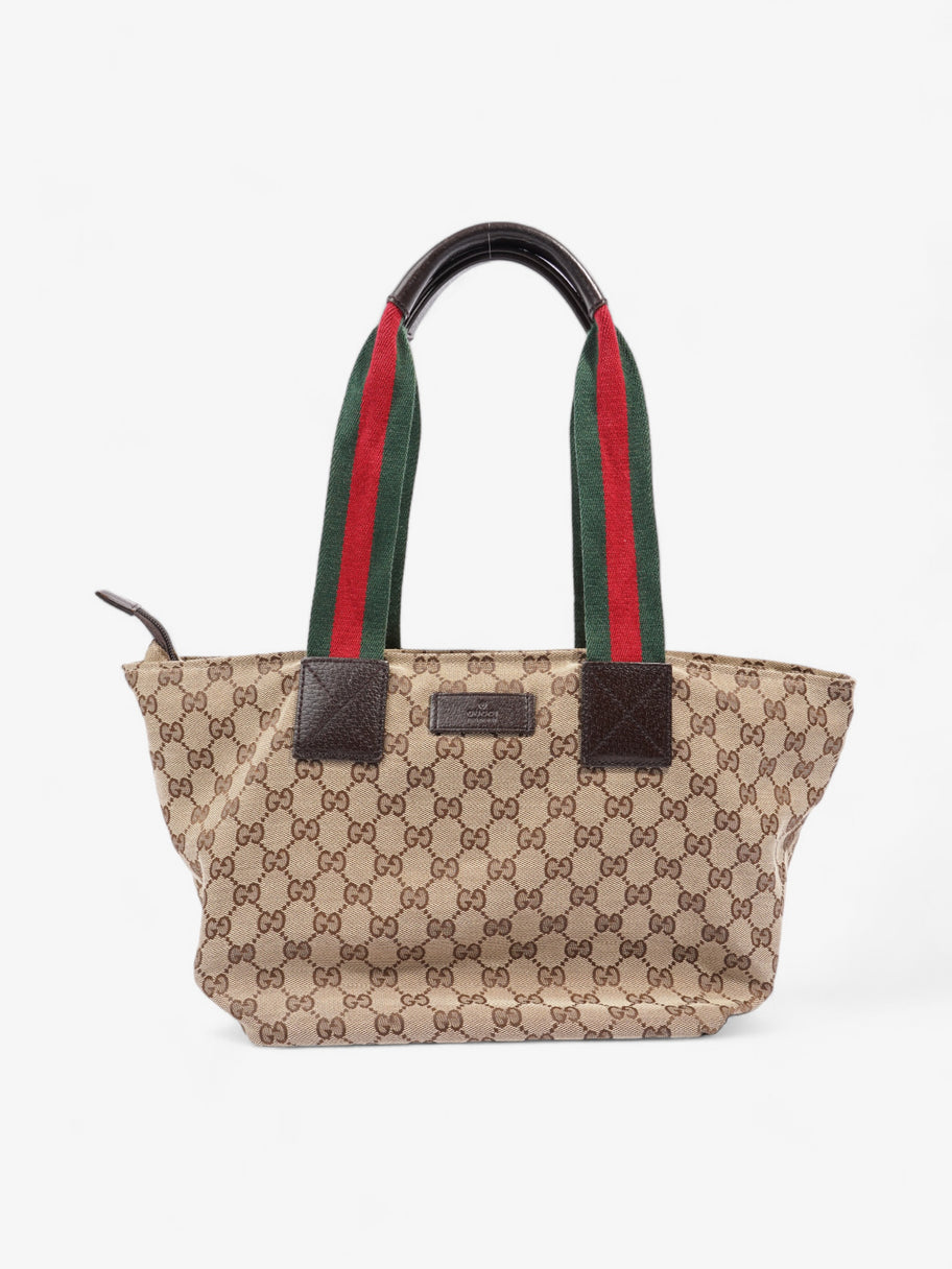 Gucci Web Handle Tote GG Supreme / Red / Green Canvas Image 1